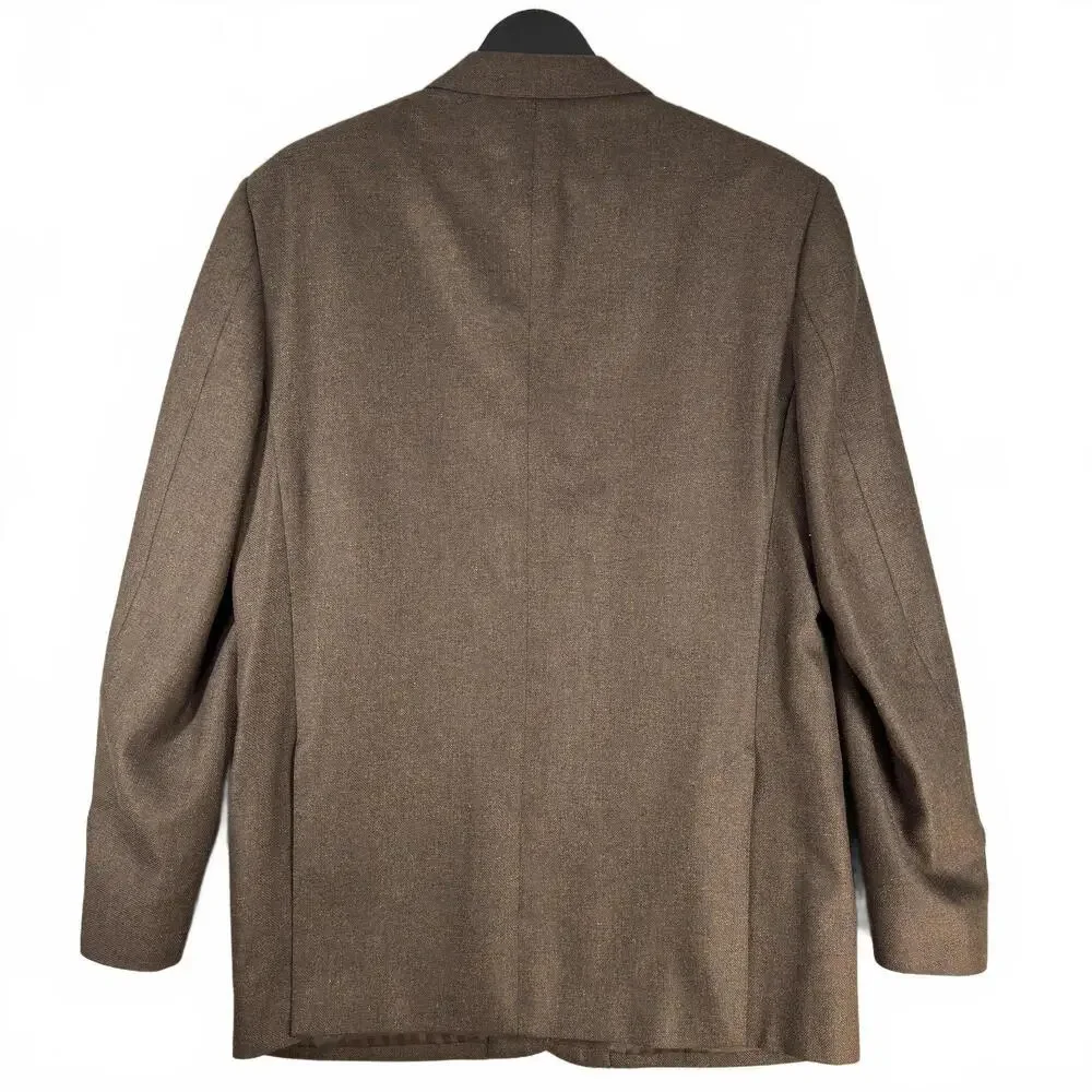 Men's Brown Wool Blend Blazer Sport Jacket Sz 44 Lanificio de Pray Made in Italy